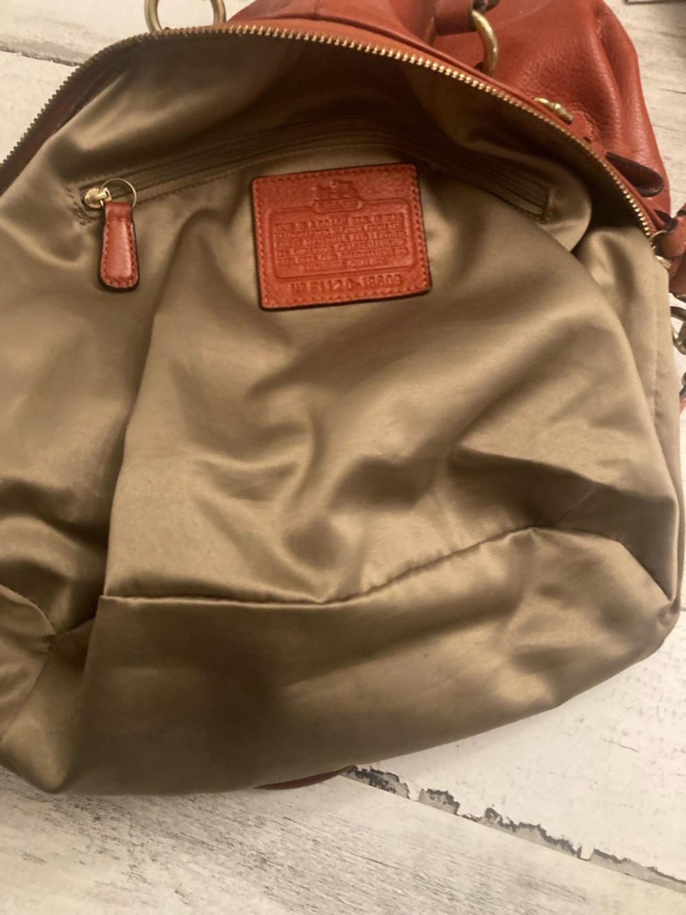 Genuine Coach Madison Lyndsey Vintage Leather 2 WaySatchel Dark Pumpkin Orange - Picture 11 of 15